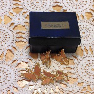 Vintage Jewelry, butterfly clip on earrings and pin